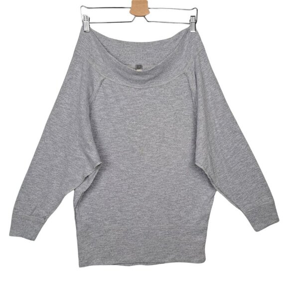 WE THE FREE Palisades Off Shoulder Pullover Slub Knit Sweater Top Grey Size M - Picture 2 of 9